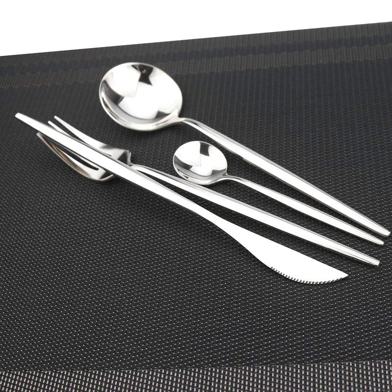 Gugrida 24-Piece Silverware Set - 18/10 Stainless Steel Reusable Utensils Forks Spoons Knives Set, Mirror Polished Cutlery Flatware Set, Great for Family Gatherings & Daily Use (6 set, Silver) - Image 4
